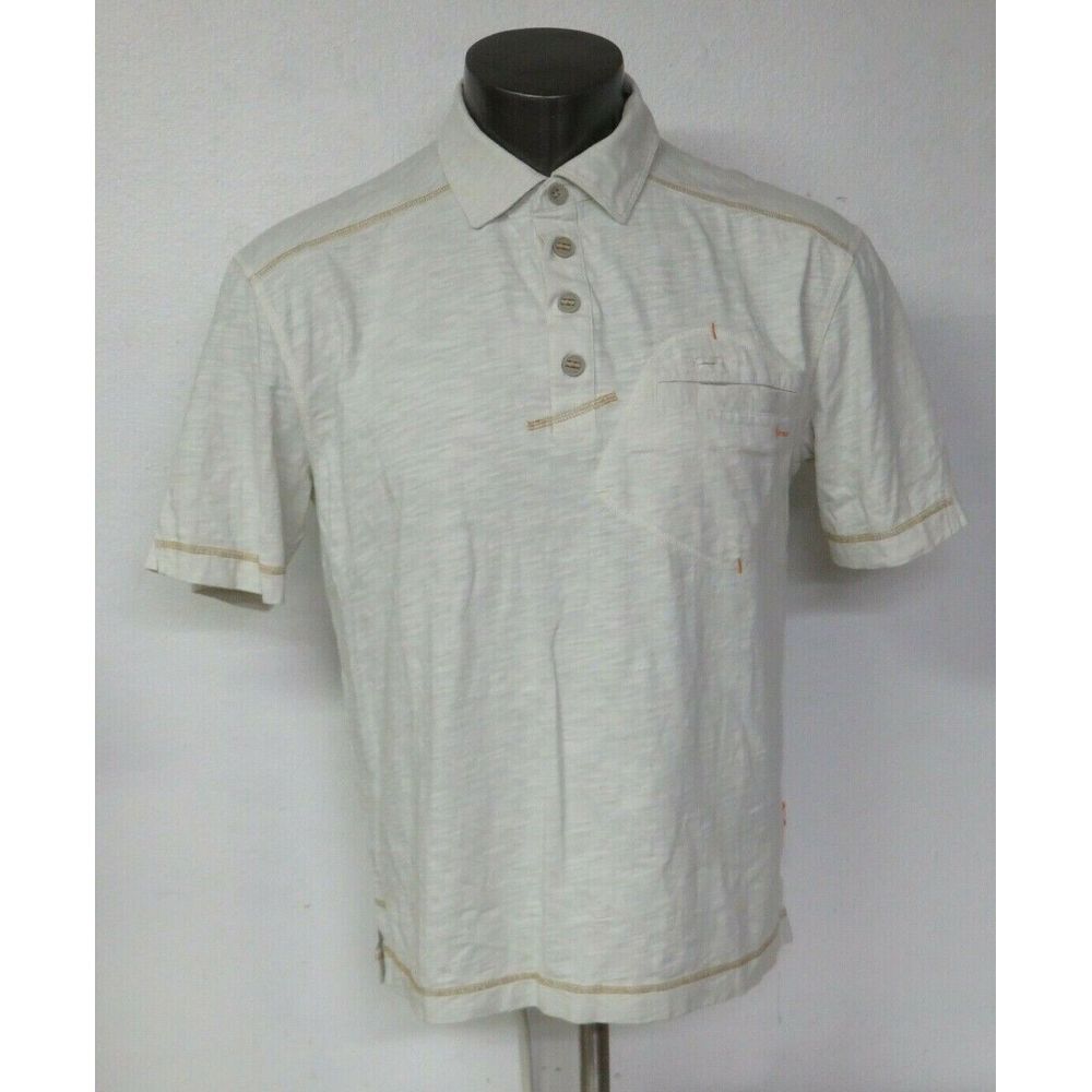 Mens Crocs‎ Polo Shirt Size Medium M Short Sleeve Cotton Light Green Orange
